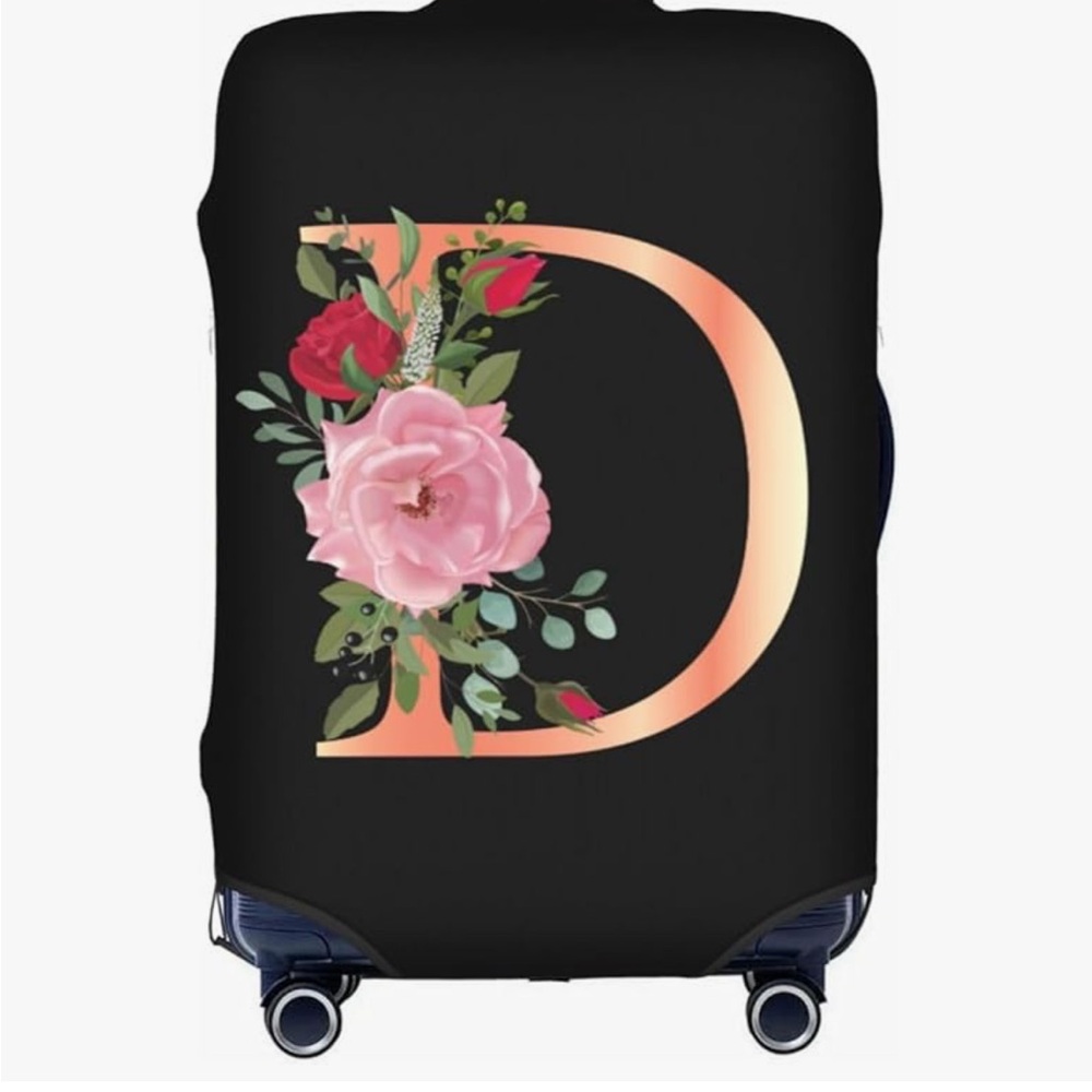 Floral Monogram D Luggage Cover Large 25”-28” suitcase cover